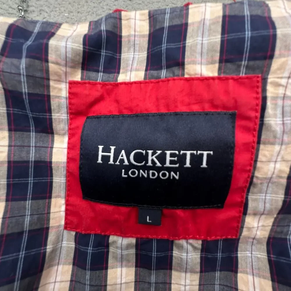 Hackett London Blouson Bomber Jacket Mens Large Harrington Zip Red Plaid Lined